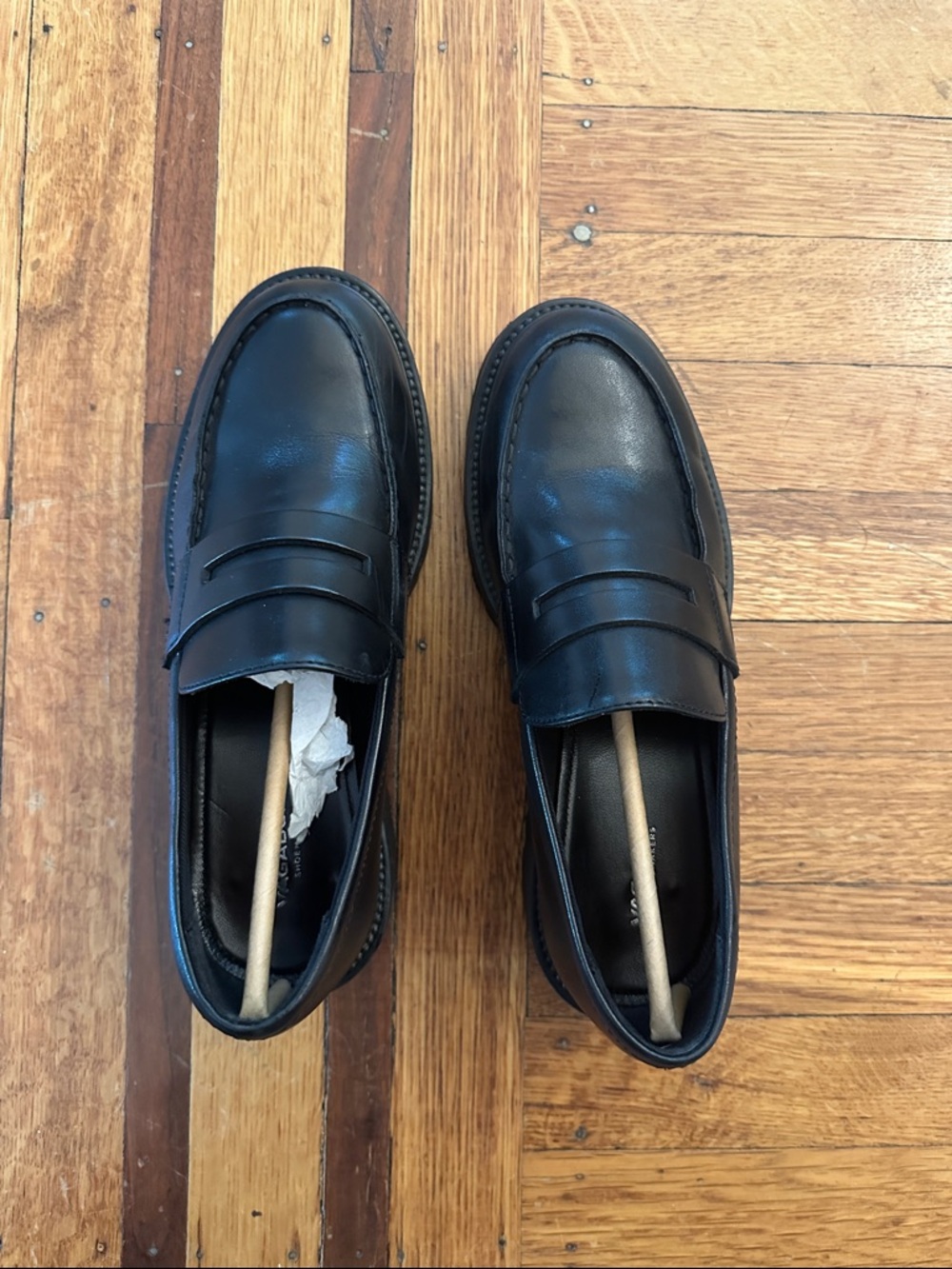 Vagabond Black Leather Penny Loafers - Men's